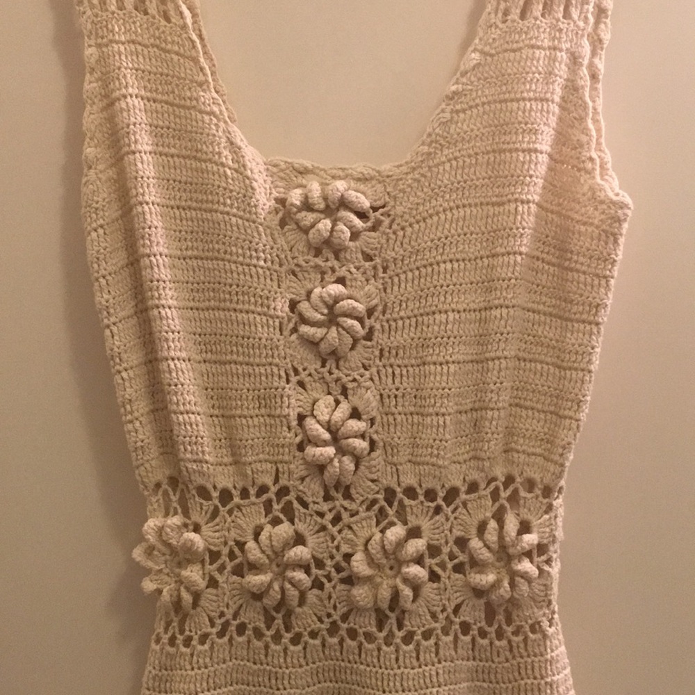 FREE PEOPLE CREAM CROCHET MAXI DRESS